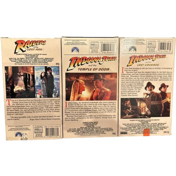 Indiana Jones VHS Lot of 3 Temple of Doom Raiders Lost Ark Last Crusader Vintage - Picture 2 of 7